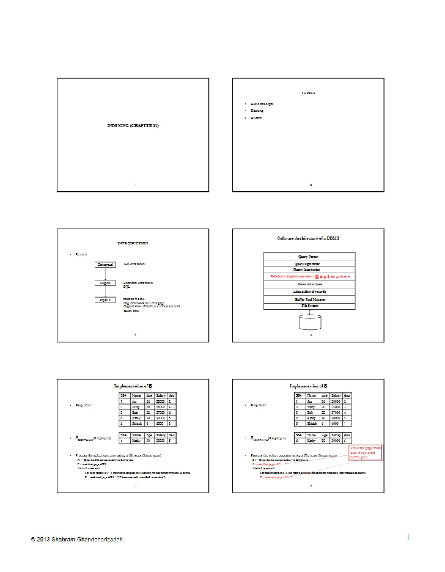 Indexing Lecture Seven