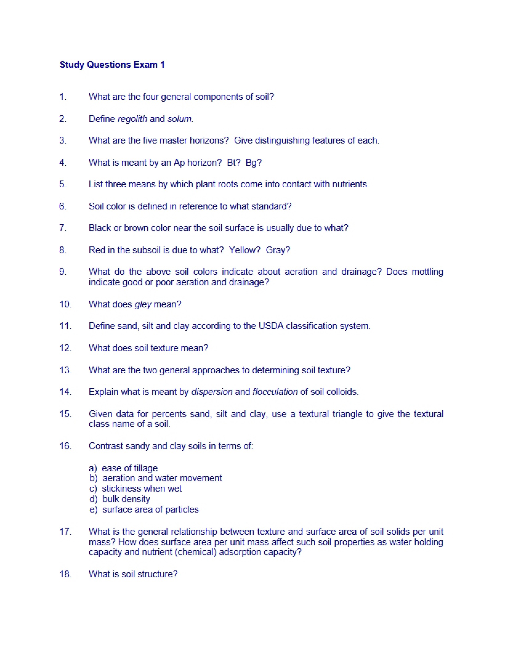 Soil Science Exam 1