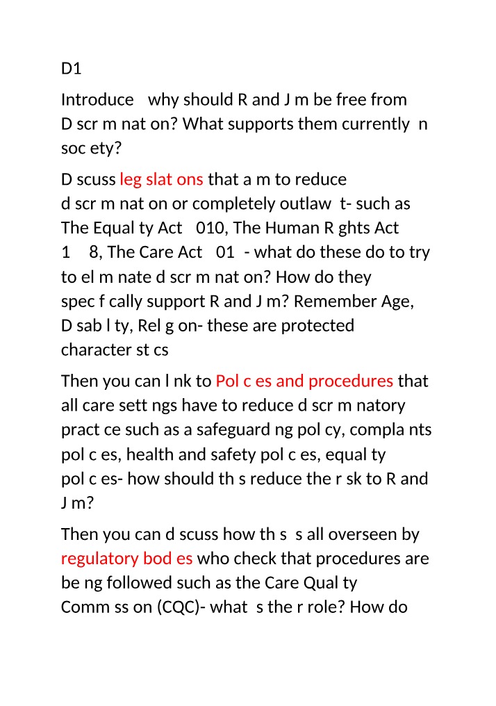 Policies and Legislation for Freedom from Discrimination