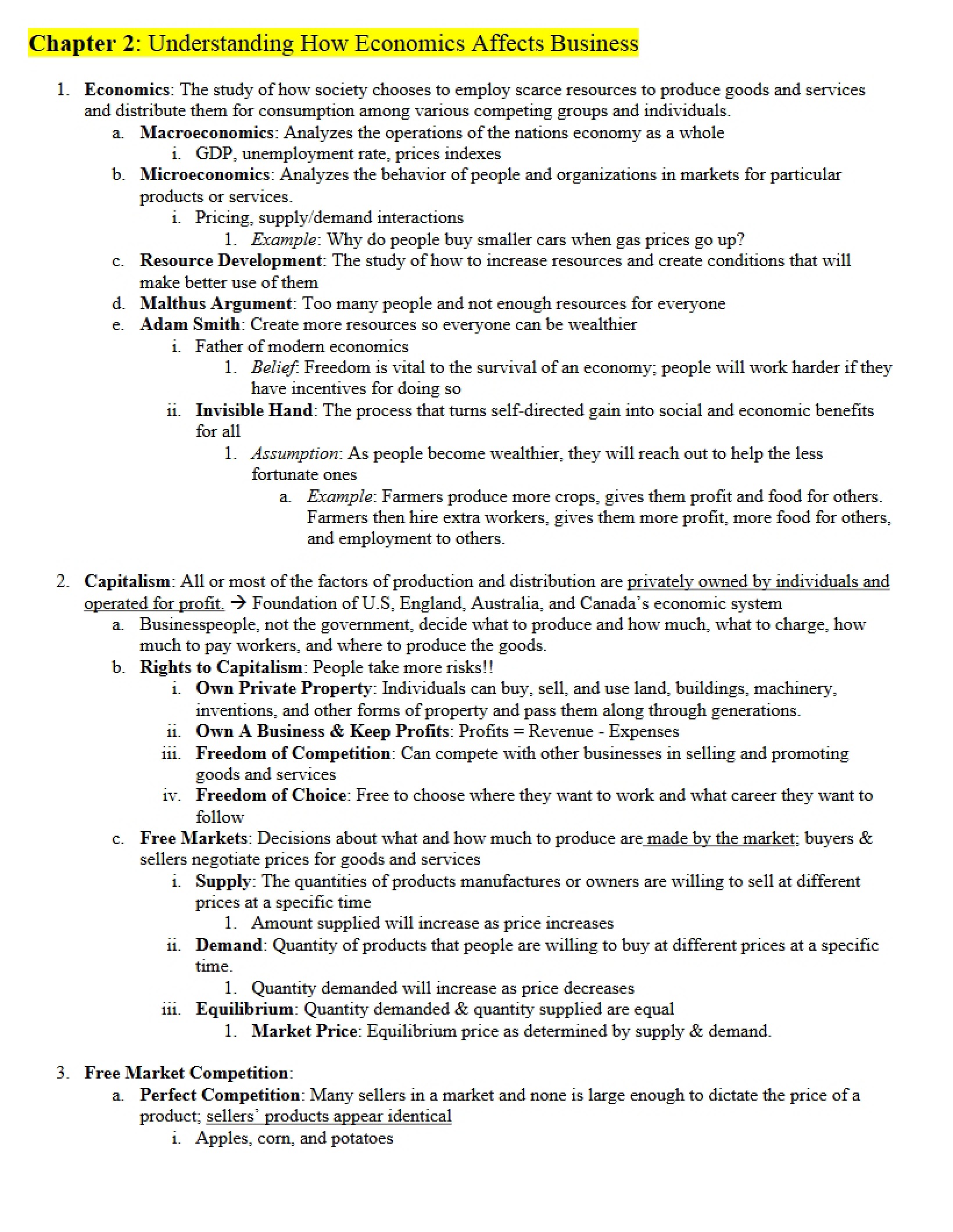 Impact of Economics on Business - Chapter 2