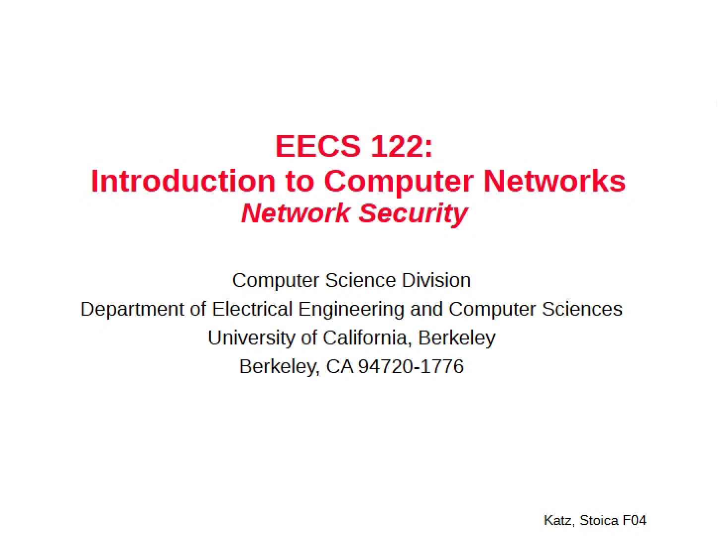 Security of Networks