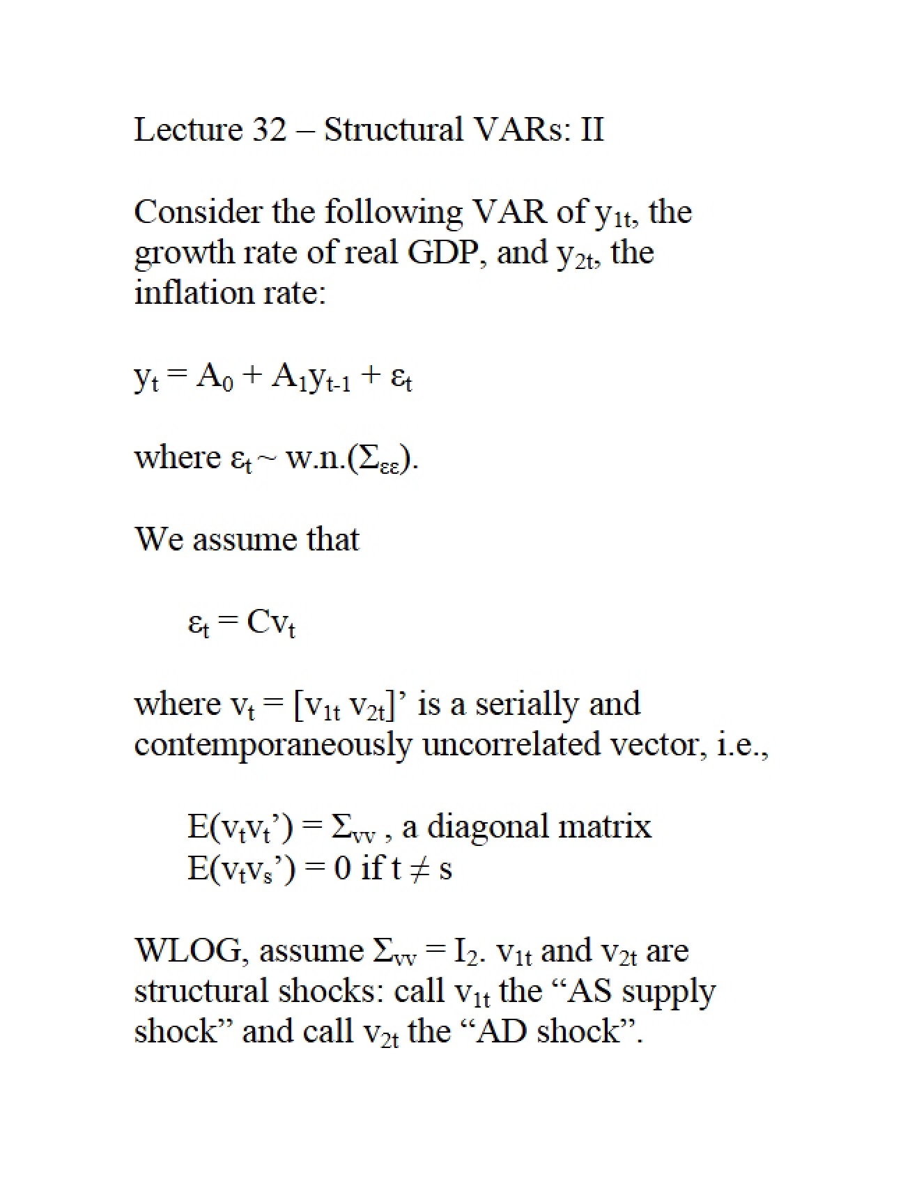 Lecture 32 on Structural VARs, Part Two