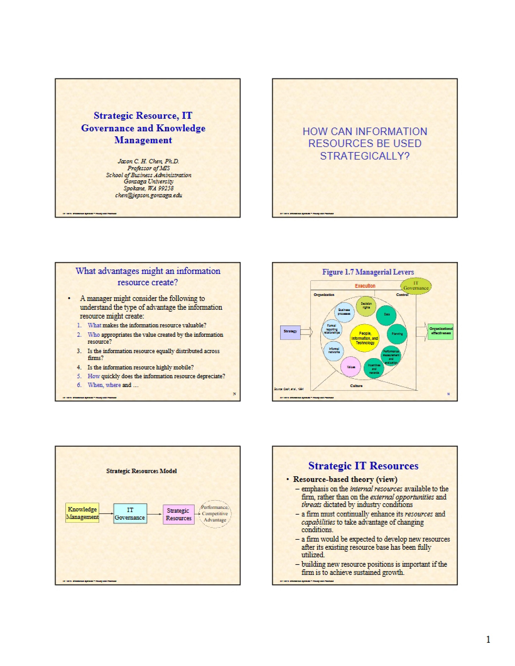 Strategic Resource, Knowledge Management, and IT Governance