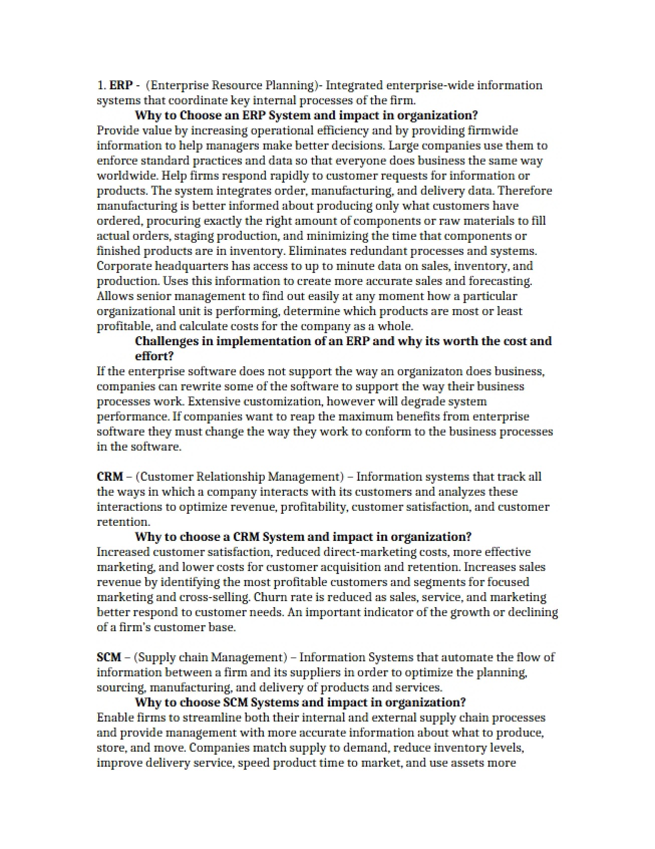 Lecture Notes - Management Info Systems