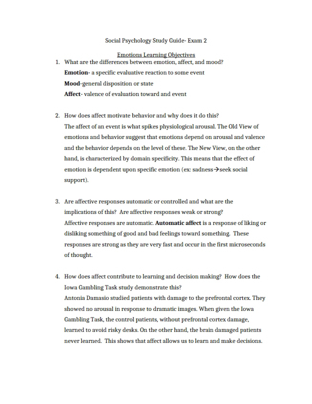 Review Guide for Exam Two