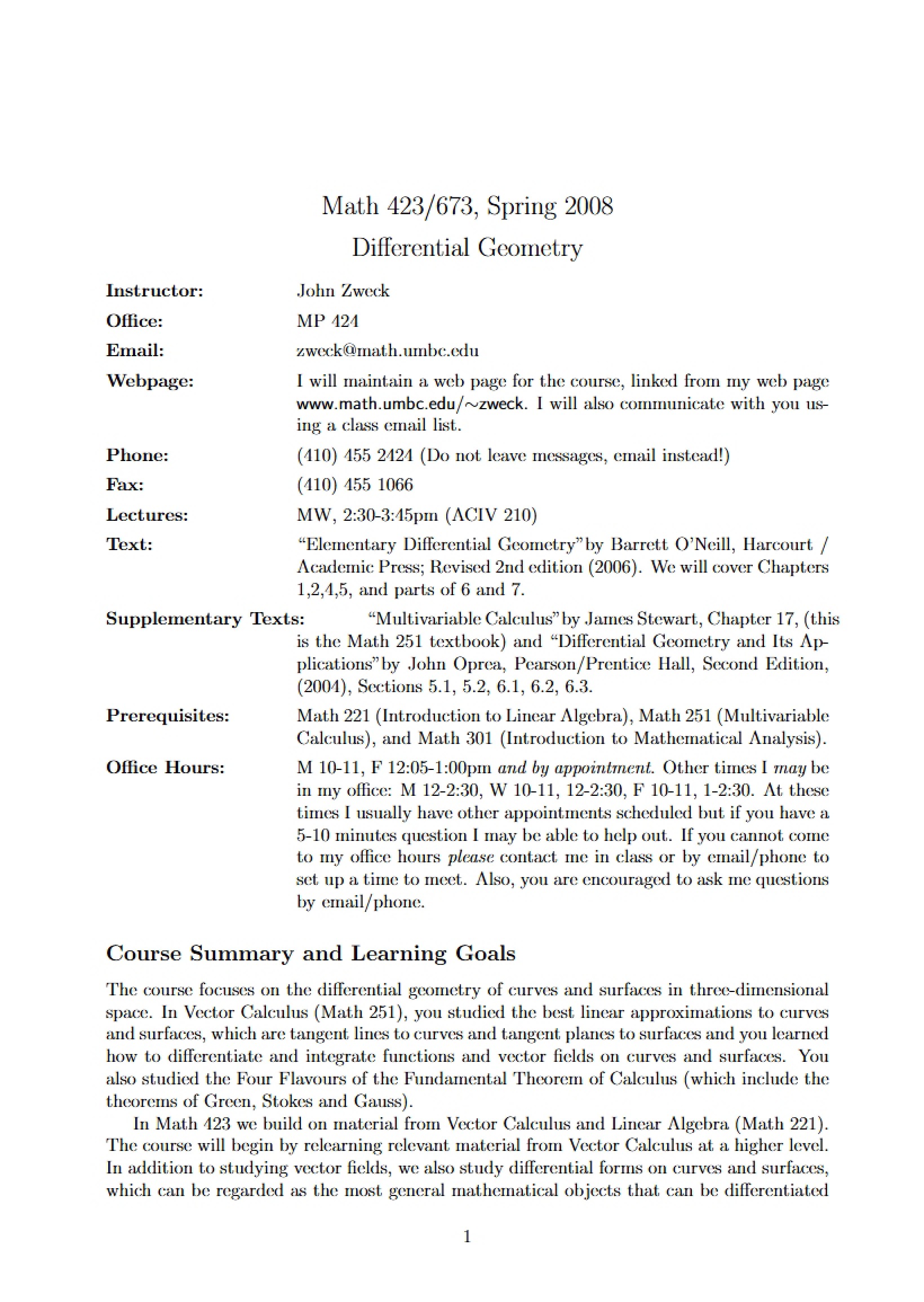 Class Outline