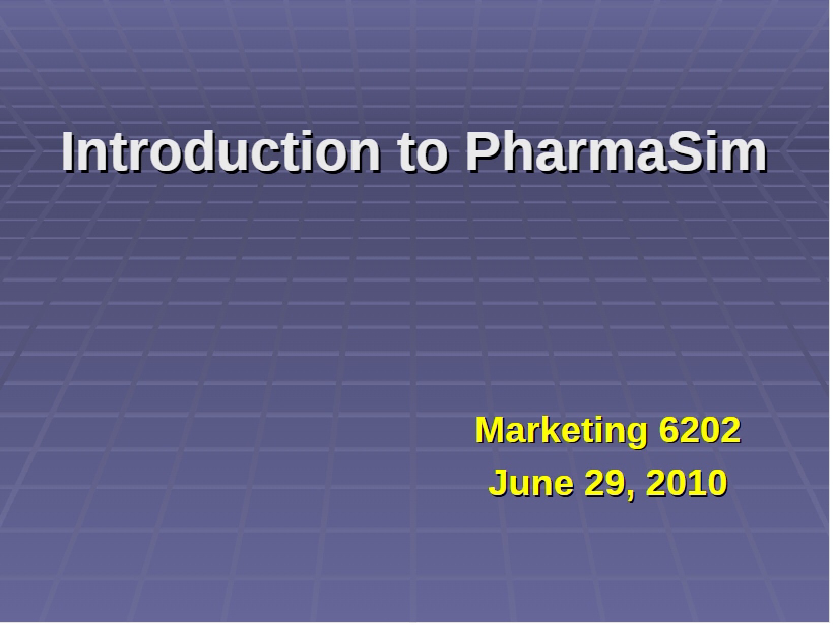 Lecture on PharmaSim