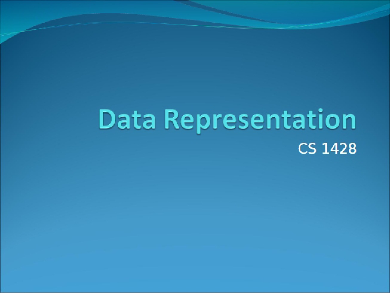 Introduction to the Representation of Data