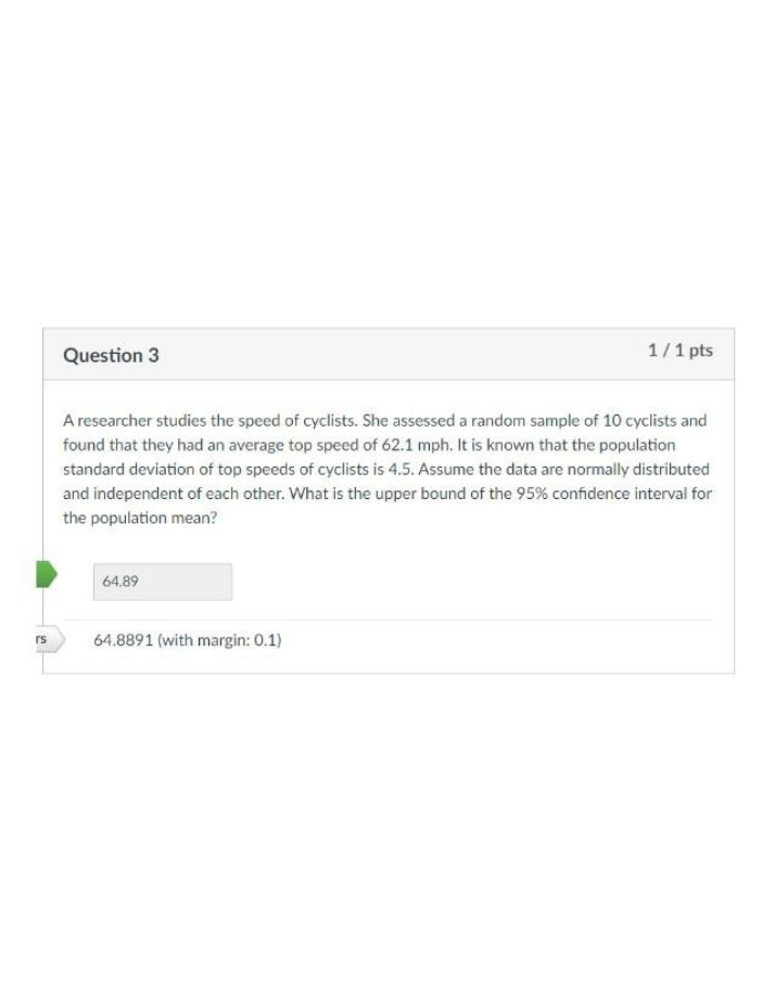 95% Confidence Interval for Population Mean - Upper Bound