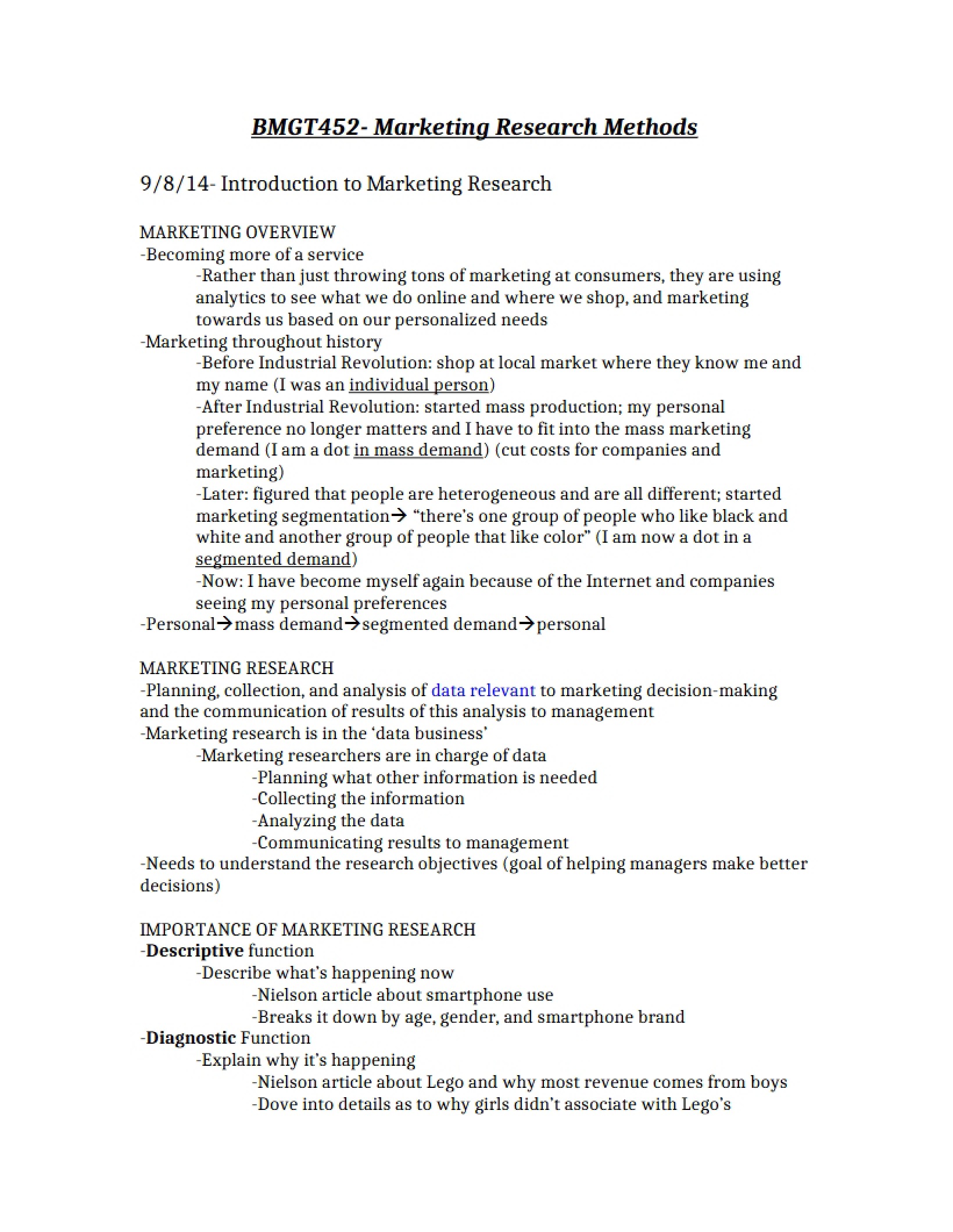 Methods of Marketing Research