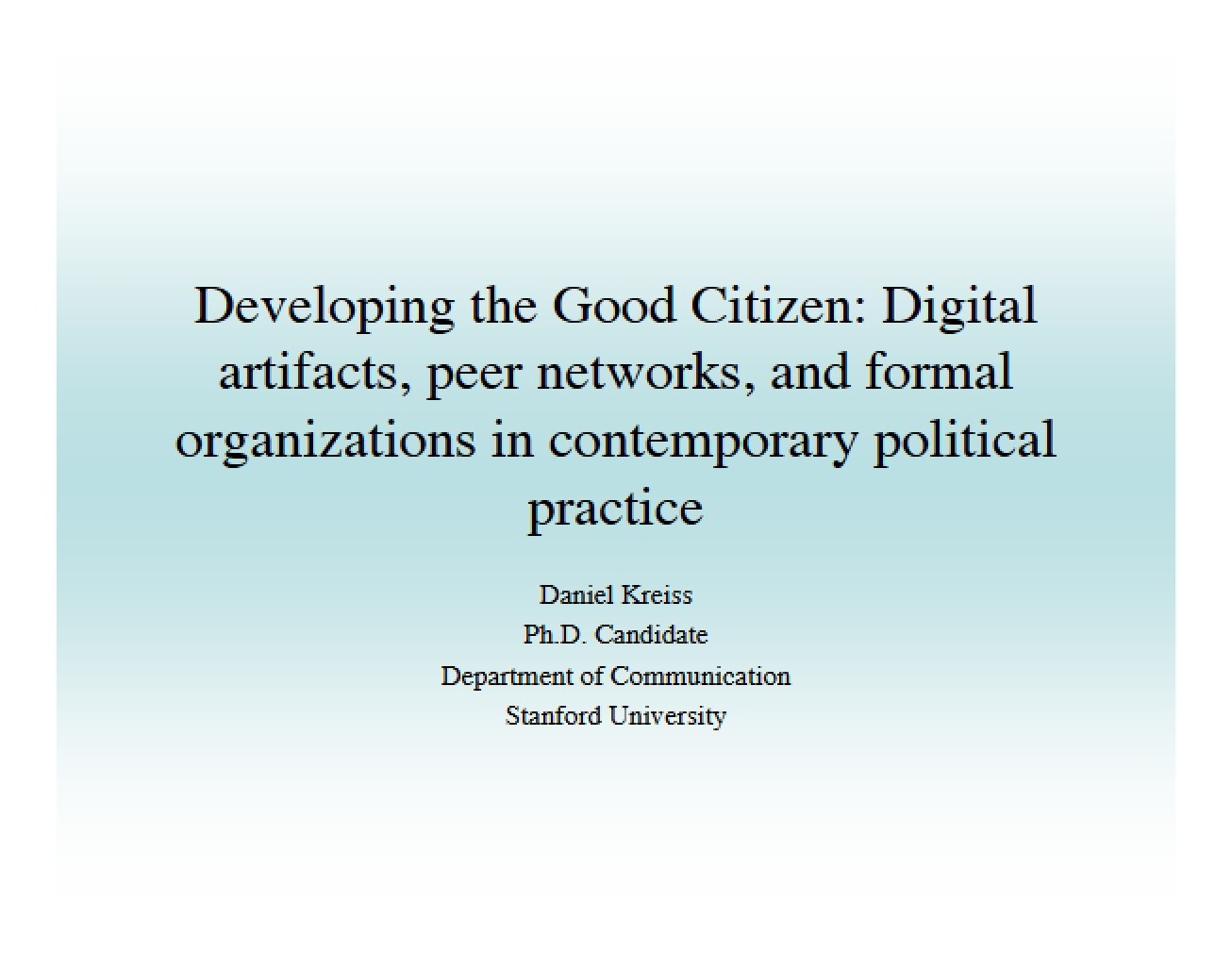Introduction to Developing the Good Citizen