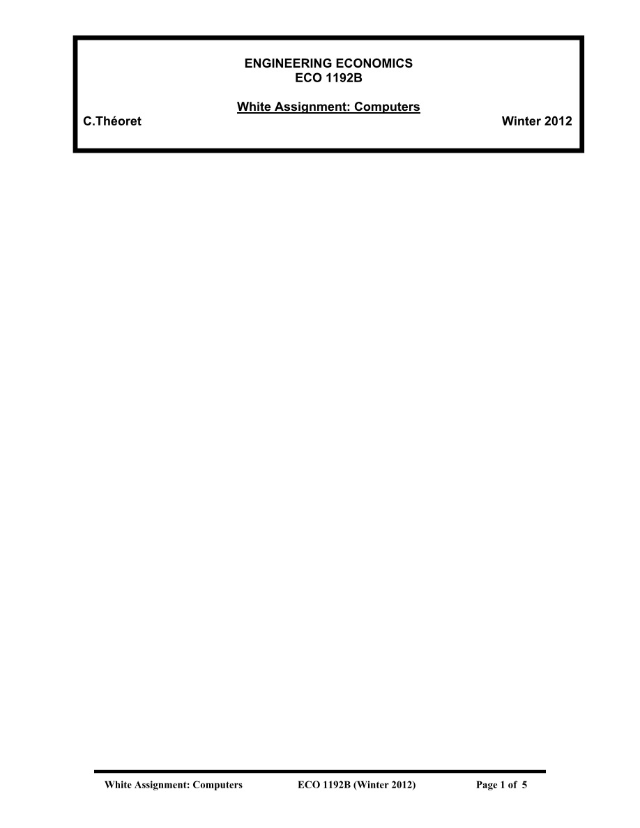 White Assignment on Computers