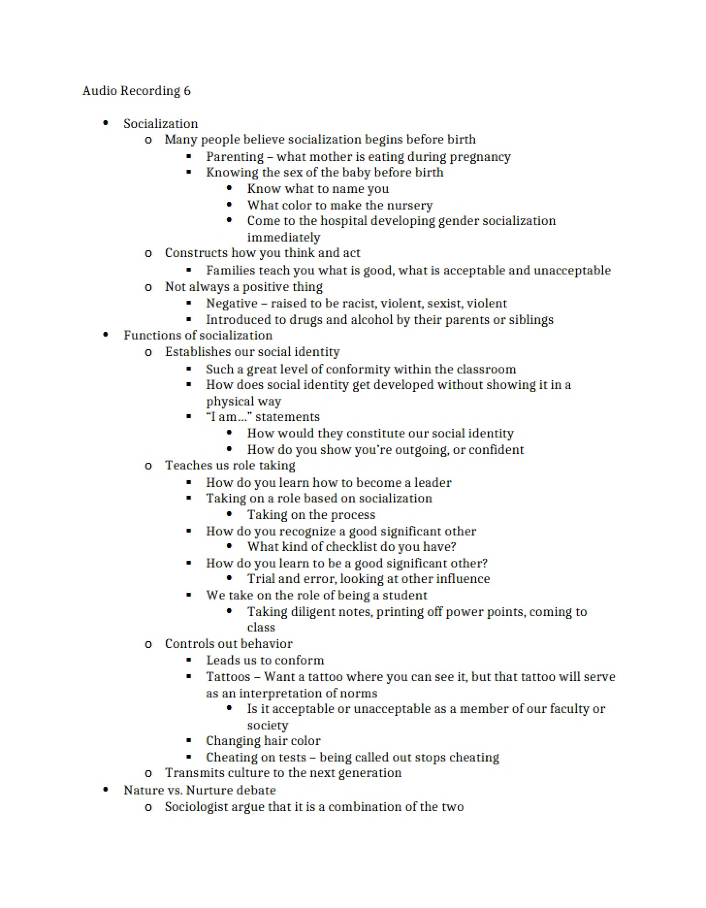Process of Socialization