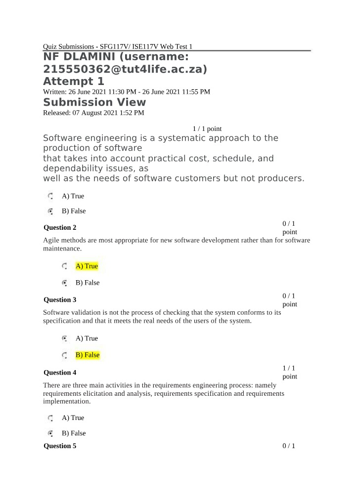 Written Web Test 1 with Memo