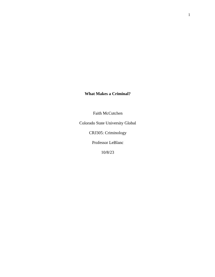 What Makes a Criminal An Essay