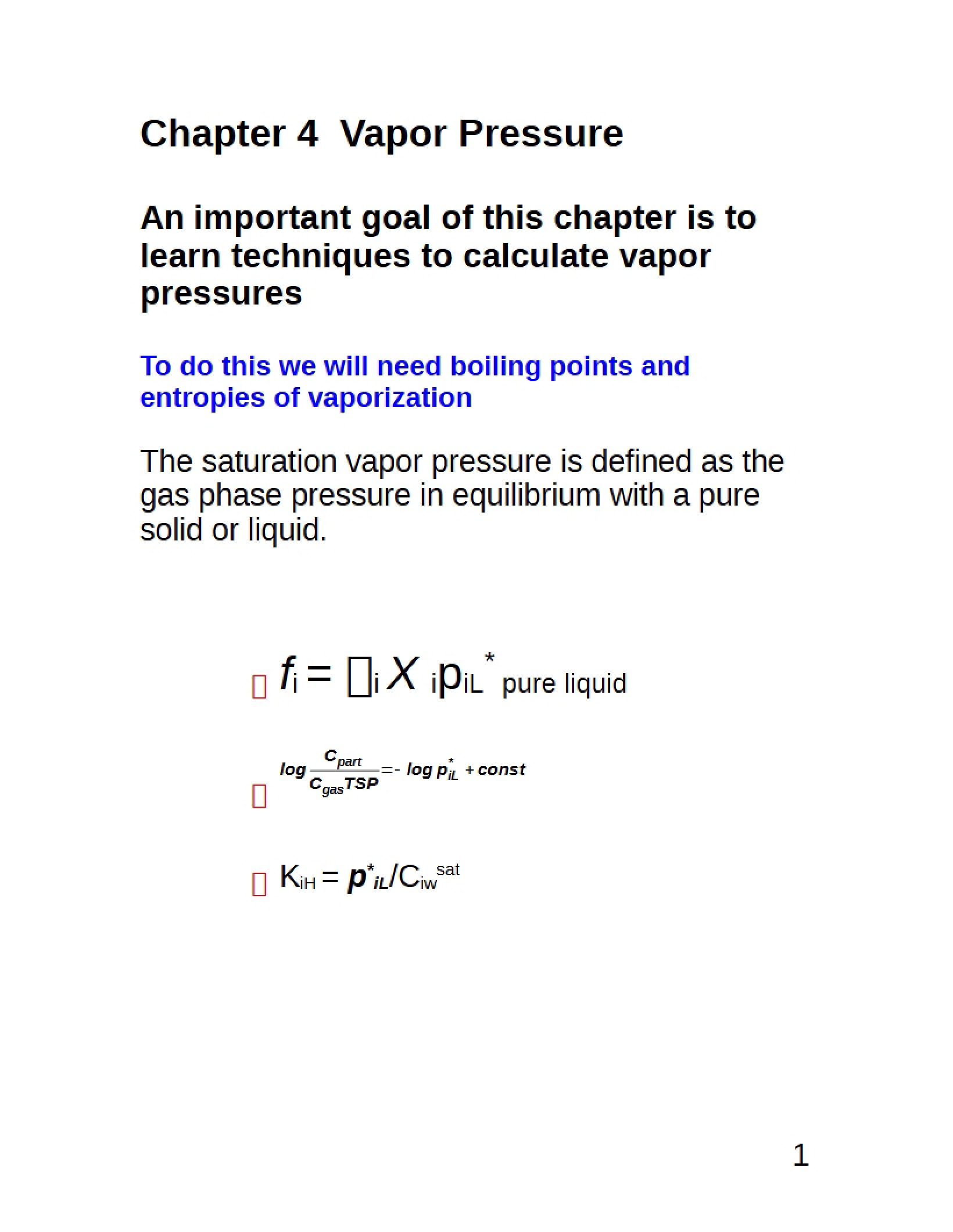 Vapor Pressure Concepts (Chapter 4)