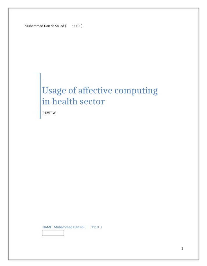 Potential of Affective Computing in Healthcare
