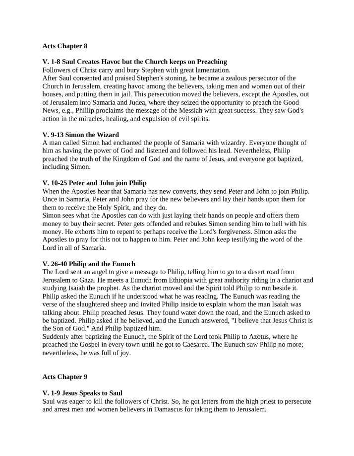 Summary and Analysis of Acts Chapters 8-15