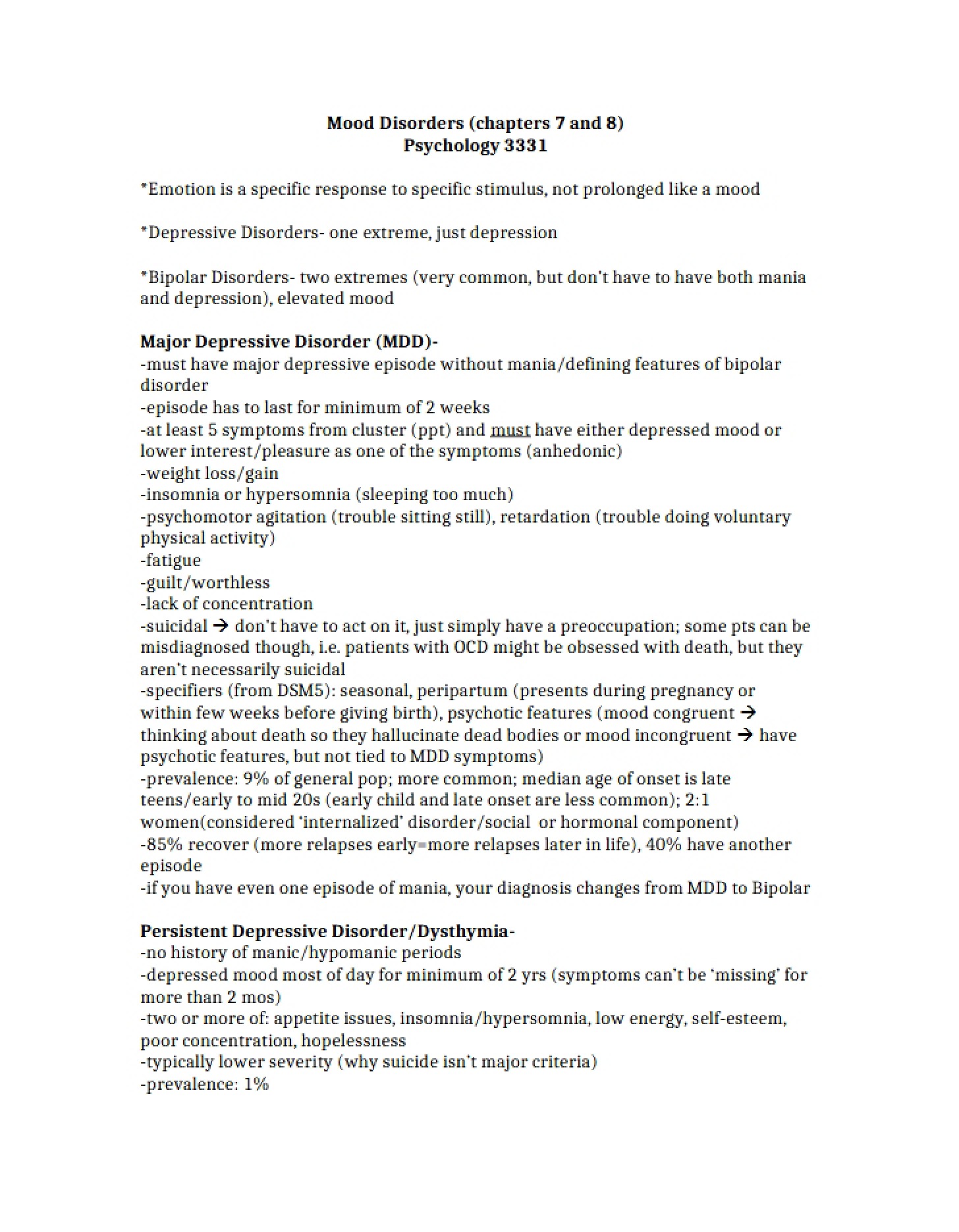 Disorders of Mood