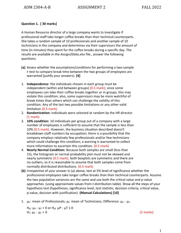 ADM 2304-A-B - Fall 2022 Assignment 2 Solutions