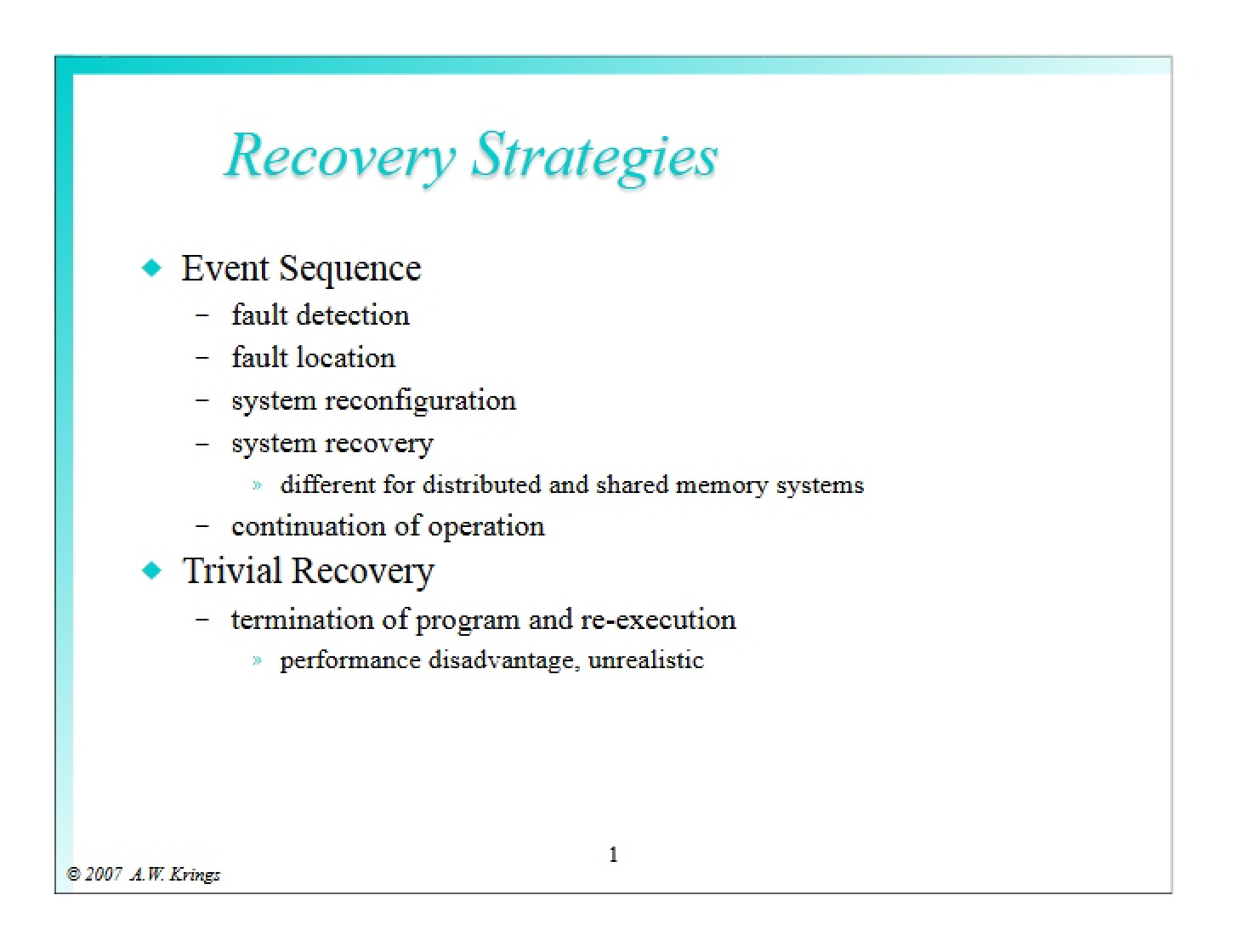 Recovery Methods