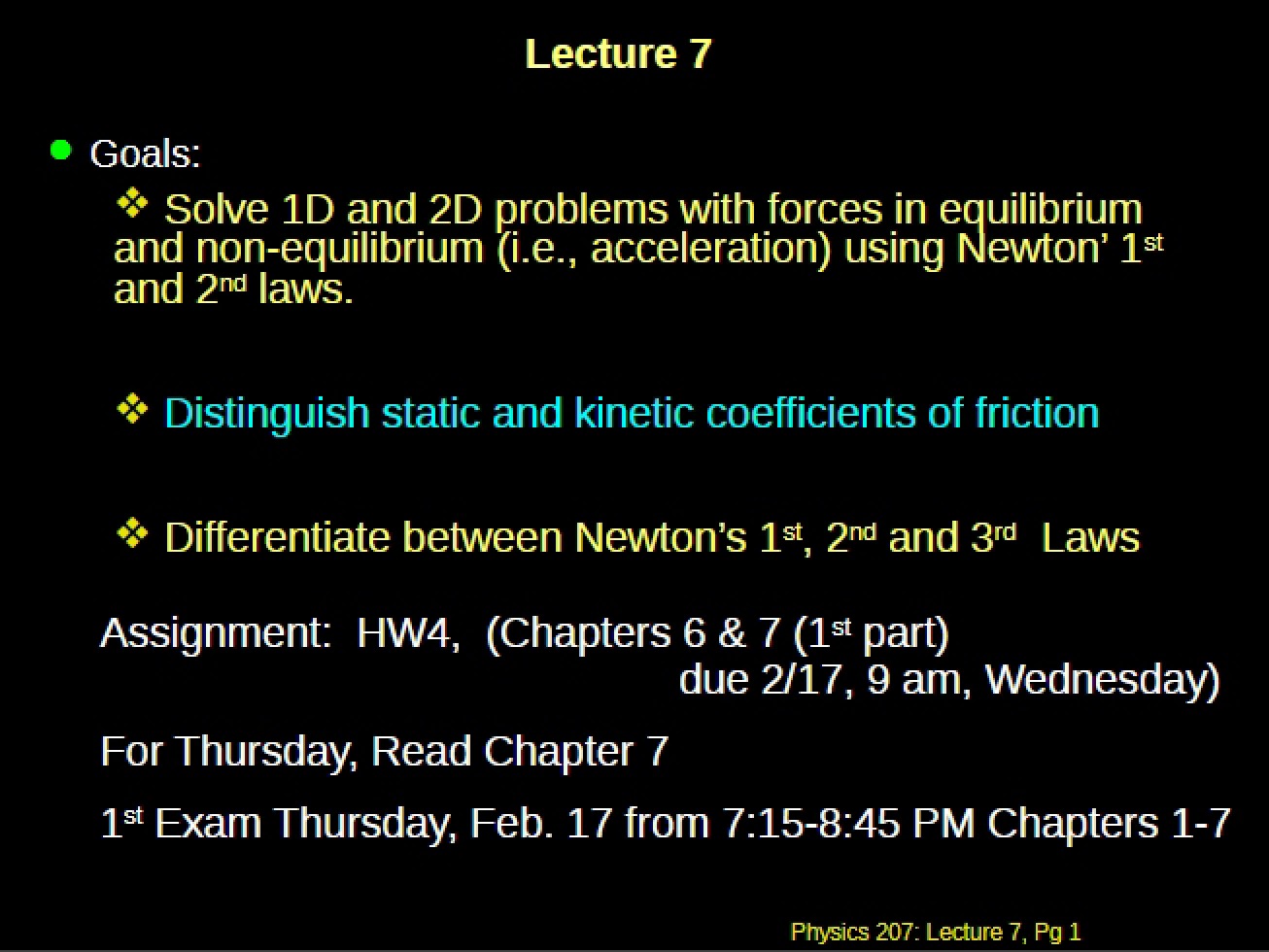 Notes for Lecture 7