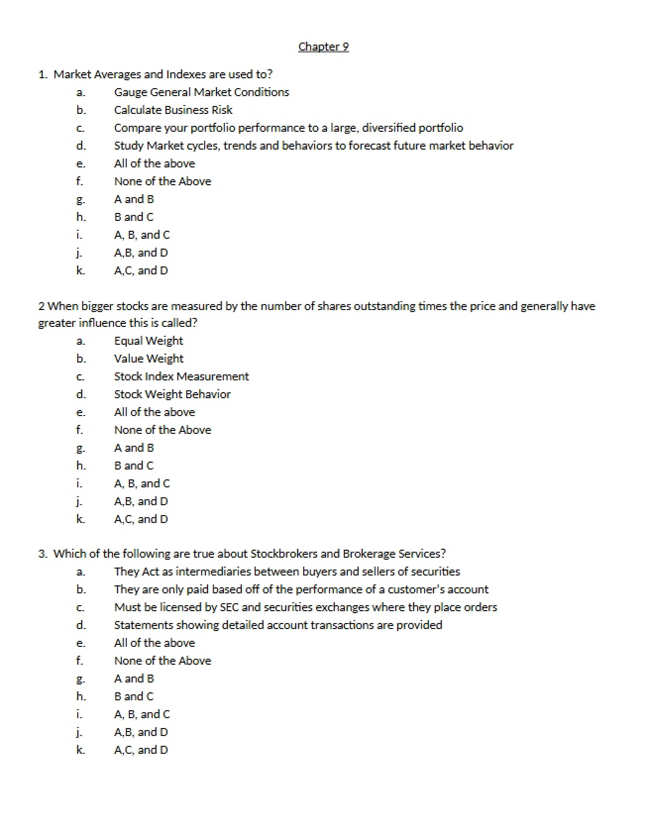 Core Topics from Chapter Nine in Finance