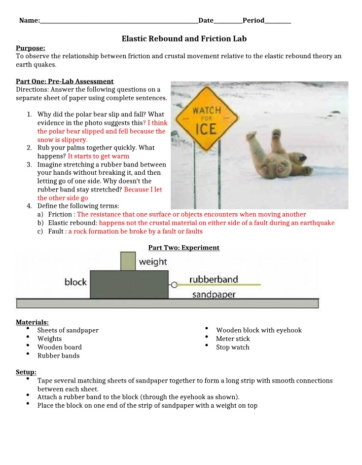 Observing Friction, Elastic Rebound, and Crustal Movement
