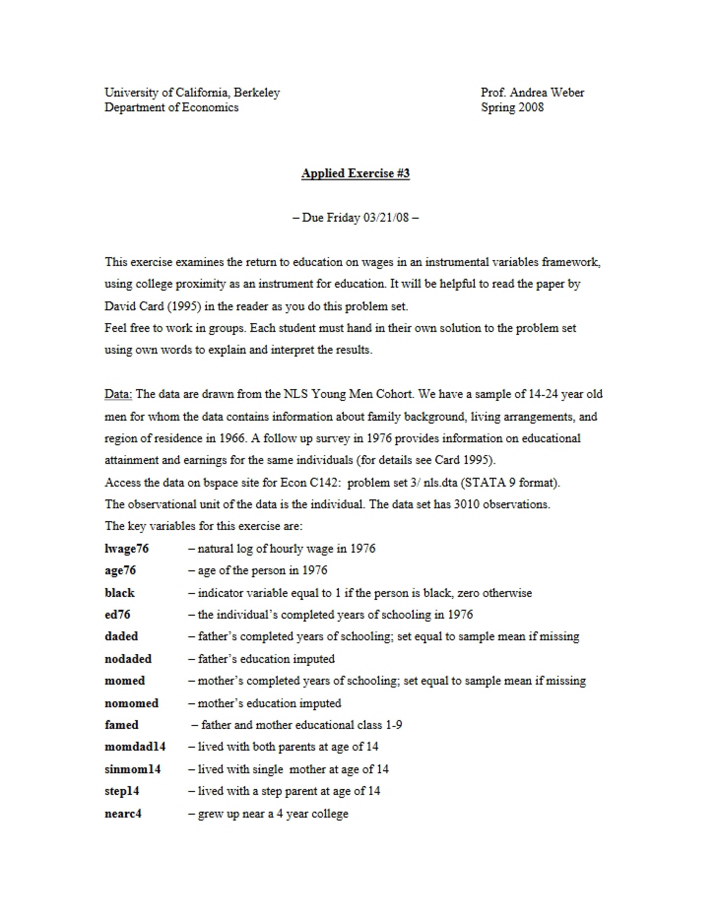 Exercise in Application