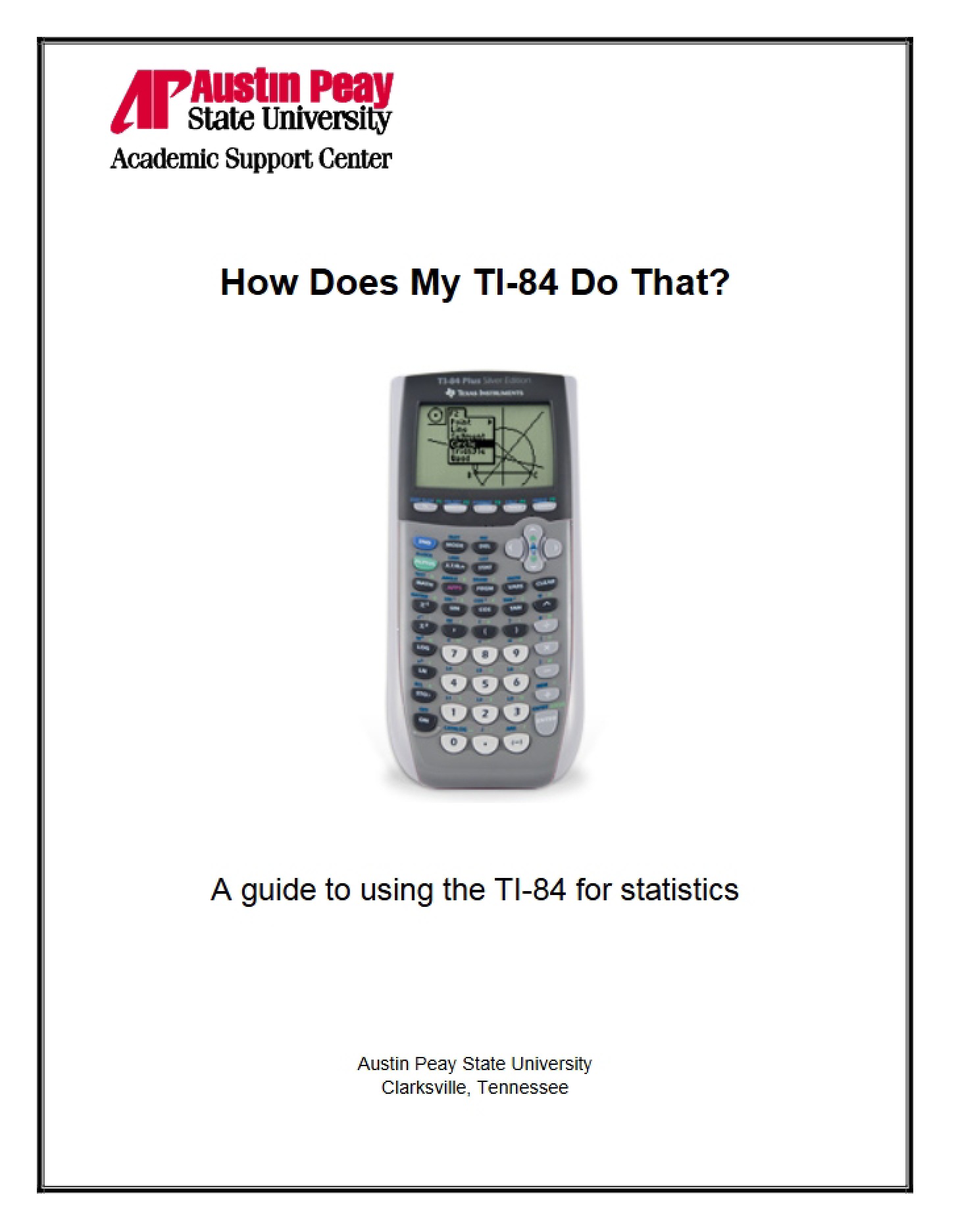 TI-84 Statistics Manual