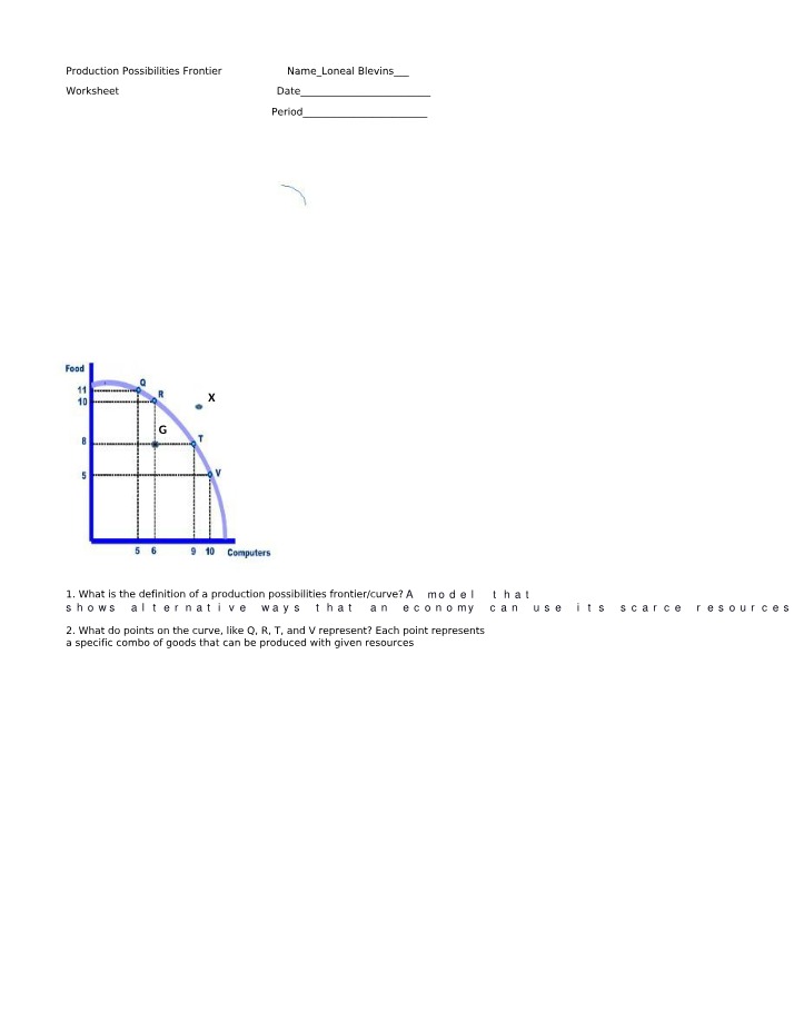 Worksheet - Production Possibilities Frontier