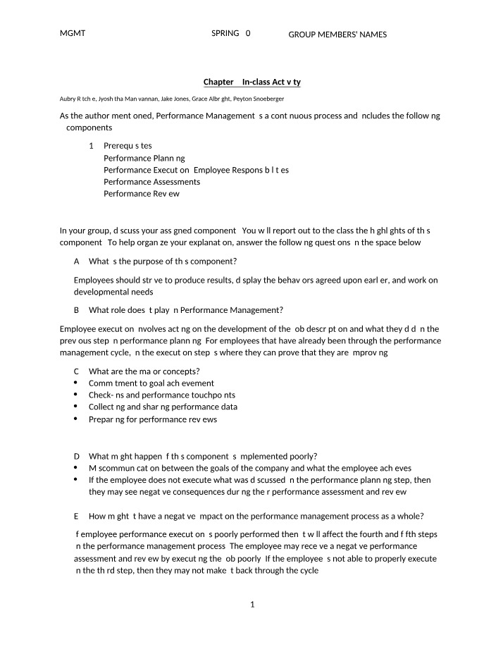 Worksheet for Chapter 2 In-Class Activity