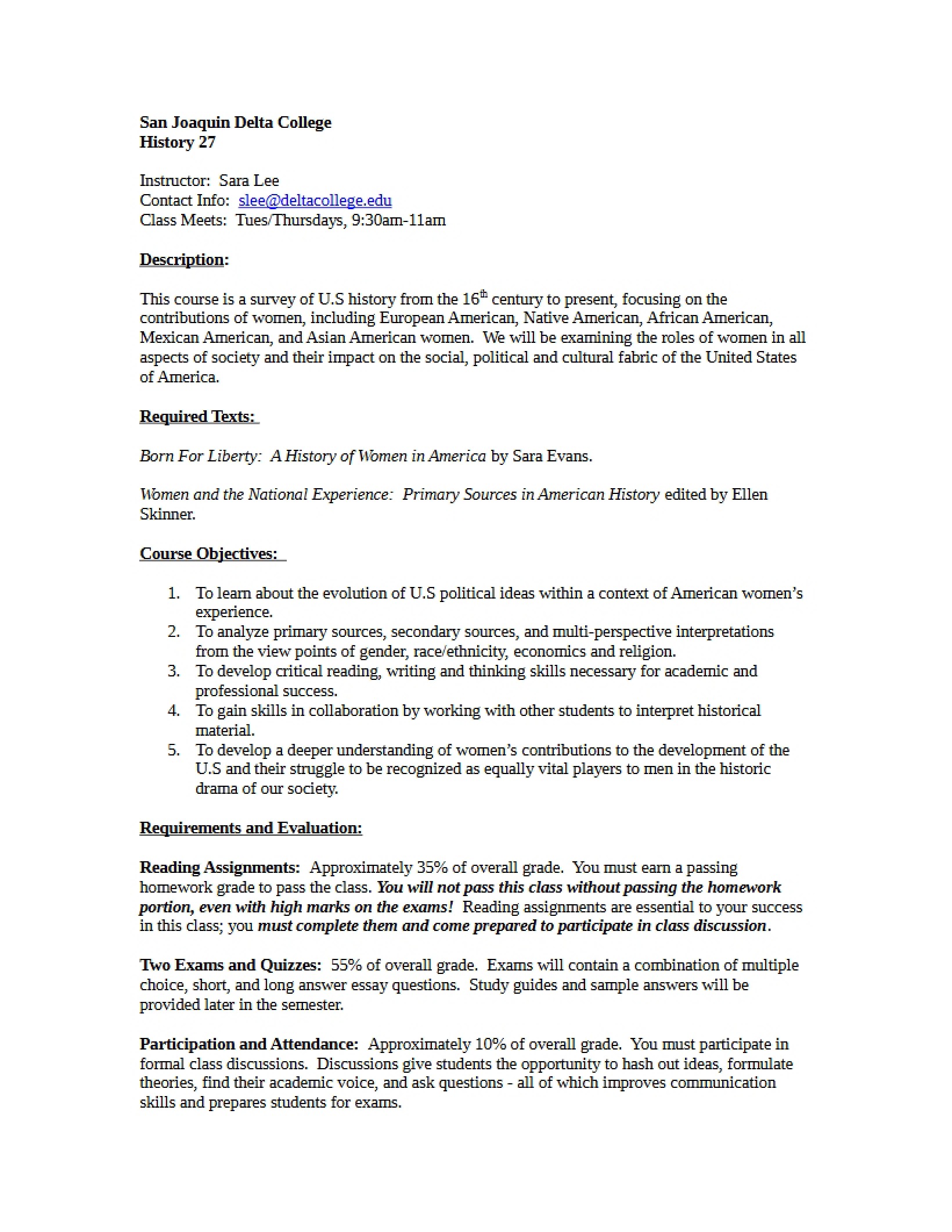 Women in History Syllabus