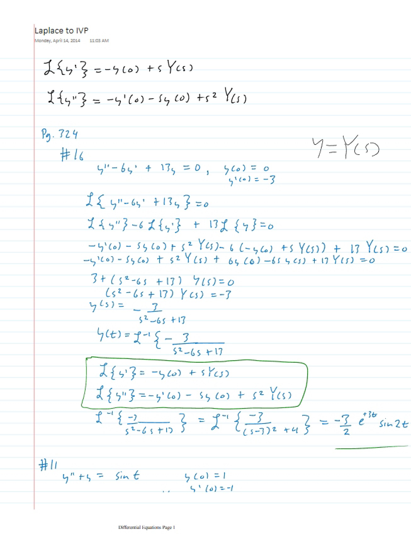 Practice Problems for Differential Equations