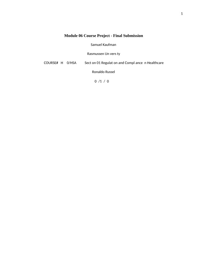 Final Submission - Module 06 Course Project