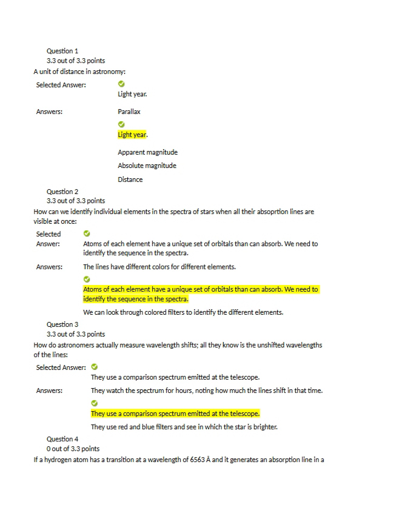 Stellar Astronomy Lab Study Guide
