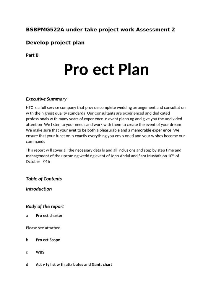 Assessment 2 Part B - BSBPMG522A Project Work