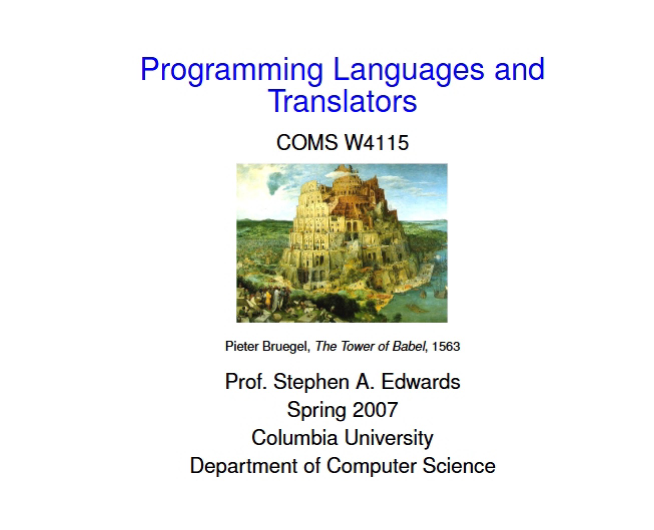 Introduction to Programming Languages and Translators