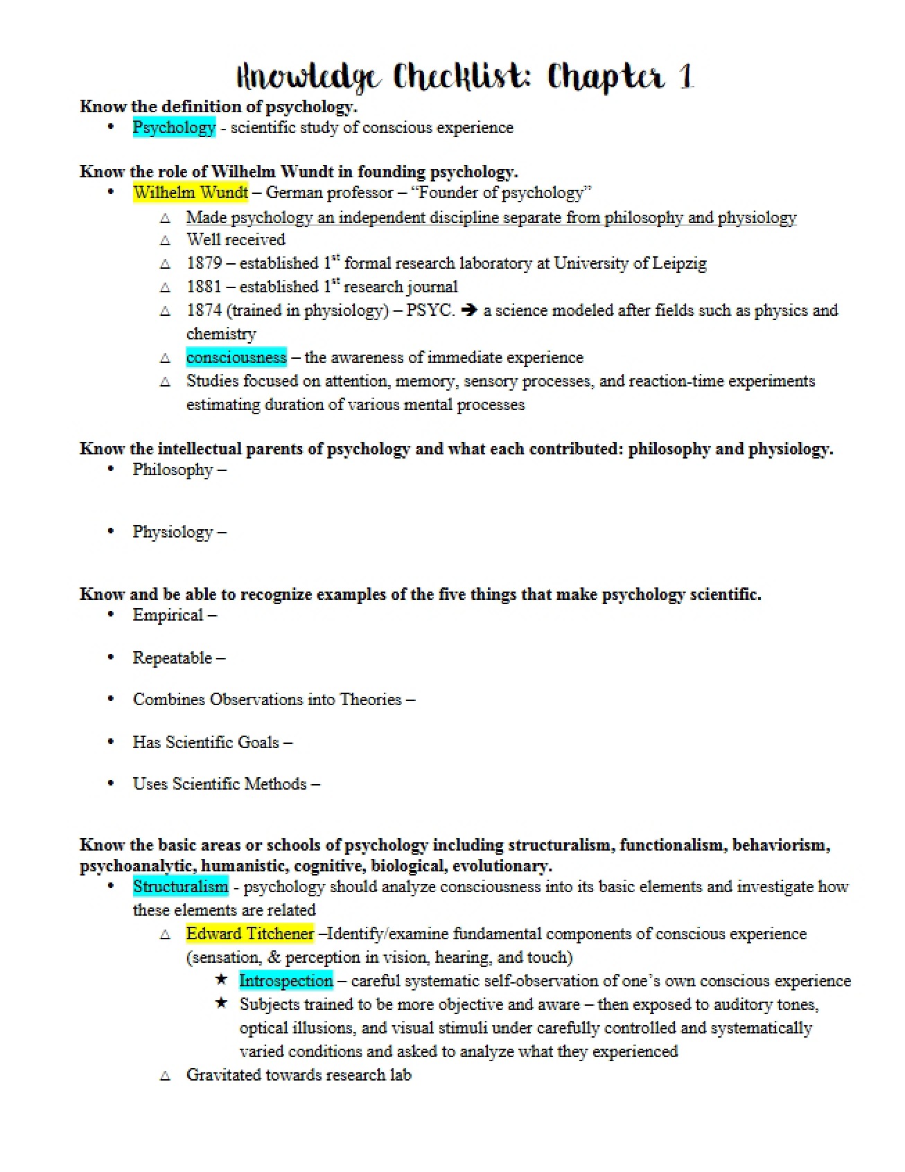 Psychology Overview Part One