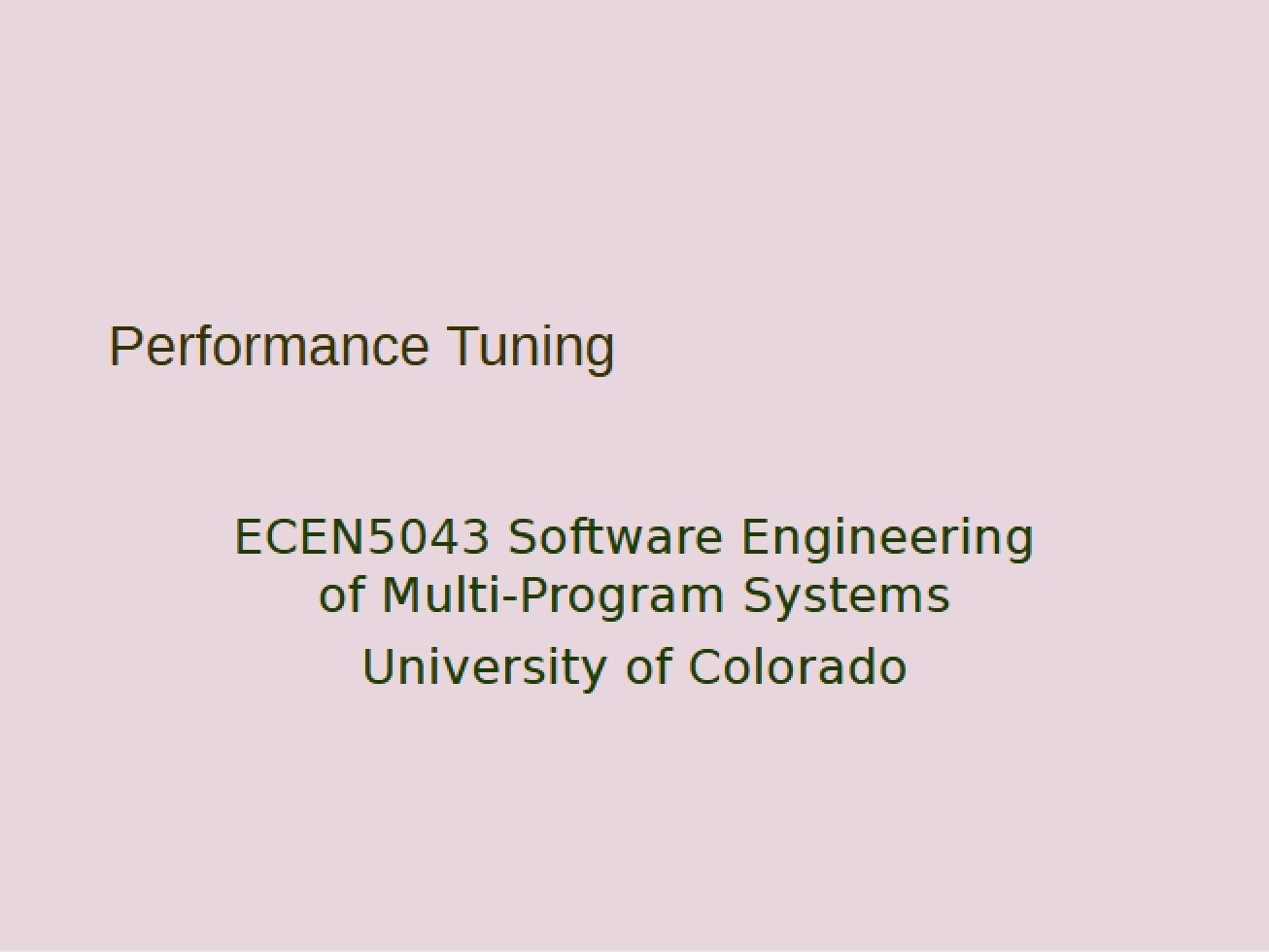 Techniques for Performance Tuning