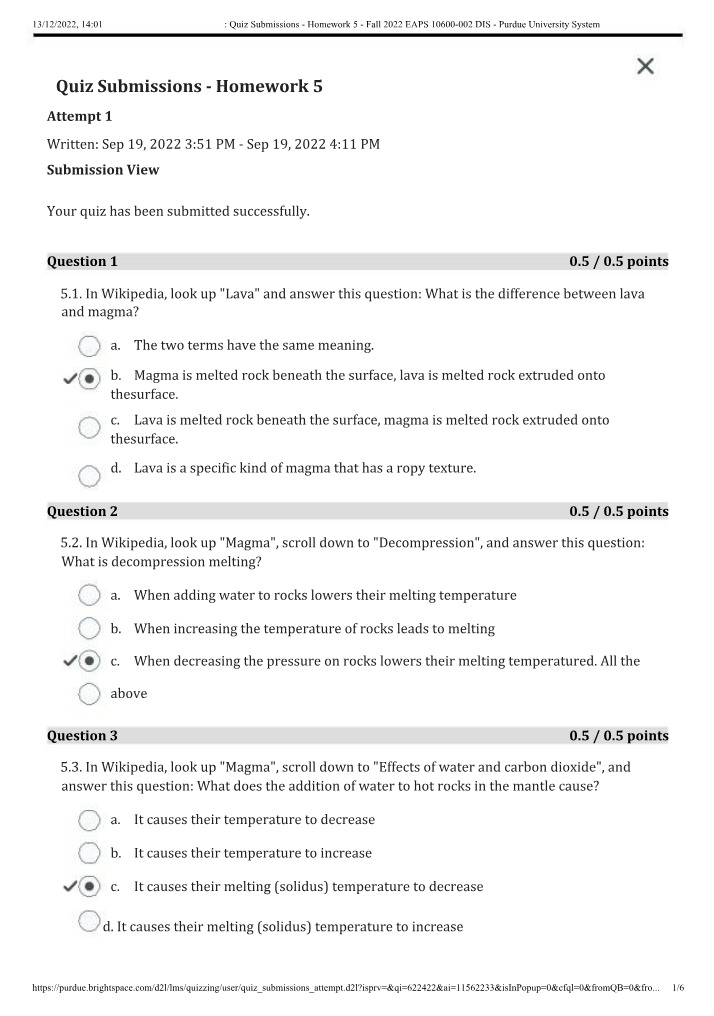 Lava and Magma Differences Quiz