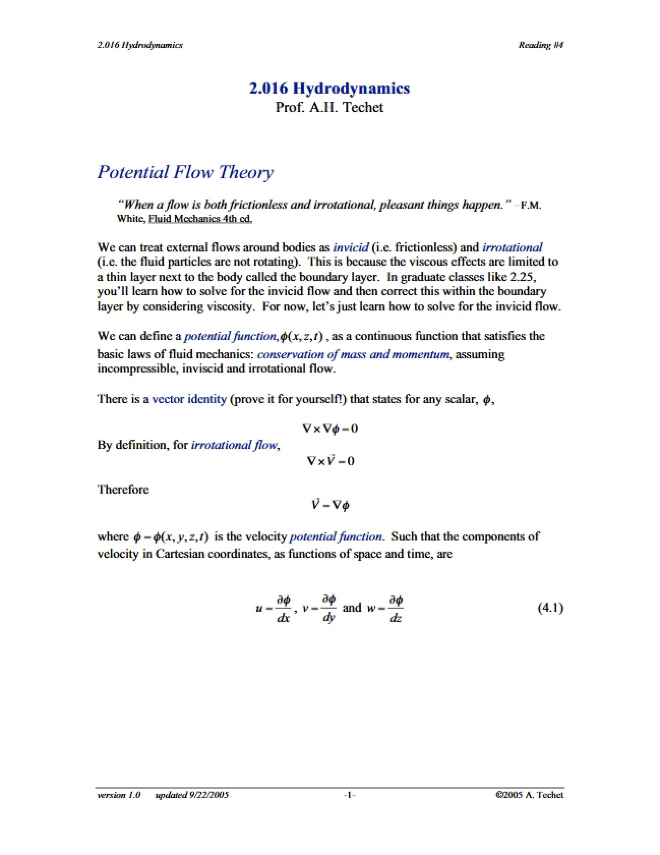 Theory of Potential Flow