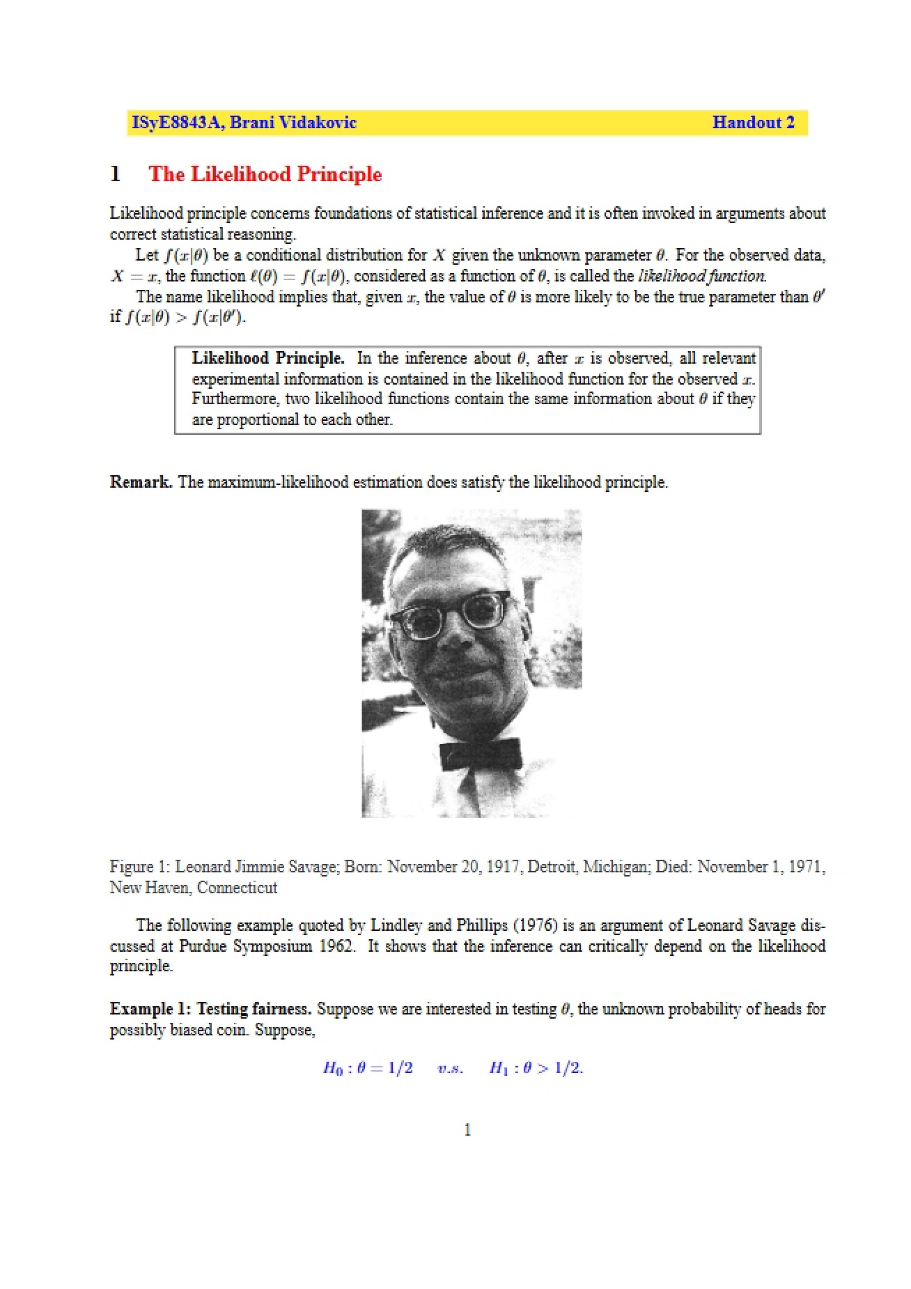 Principle of Likelihood
