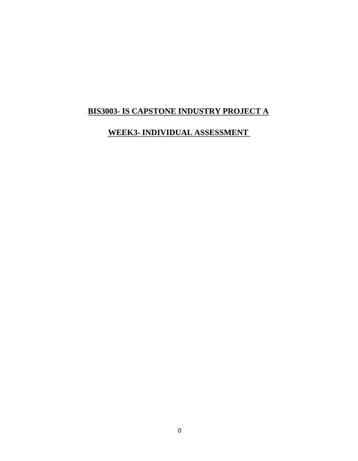 BIS3003 Individual Assessment - Week 3 Industry Project
