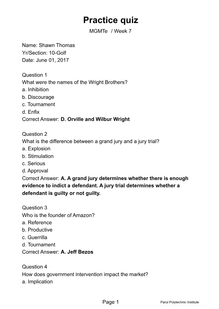 Week 7 Practice Quiz - MGMT
