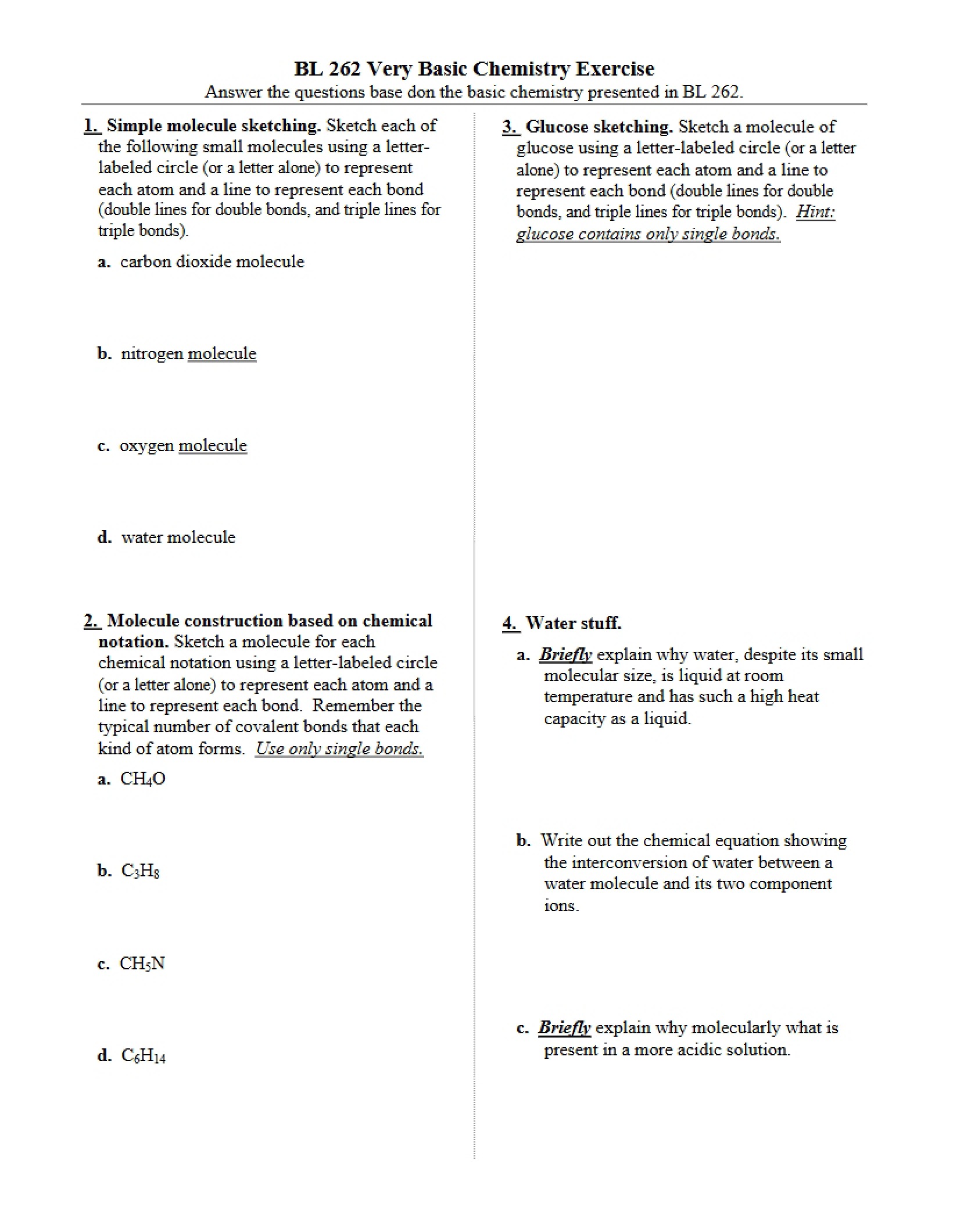 Exercise in Chemistry