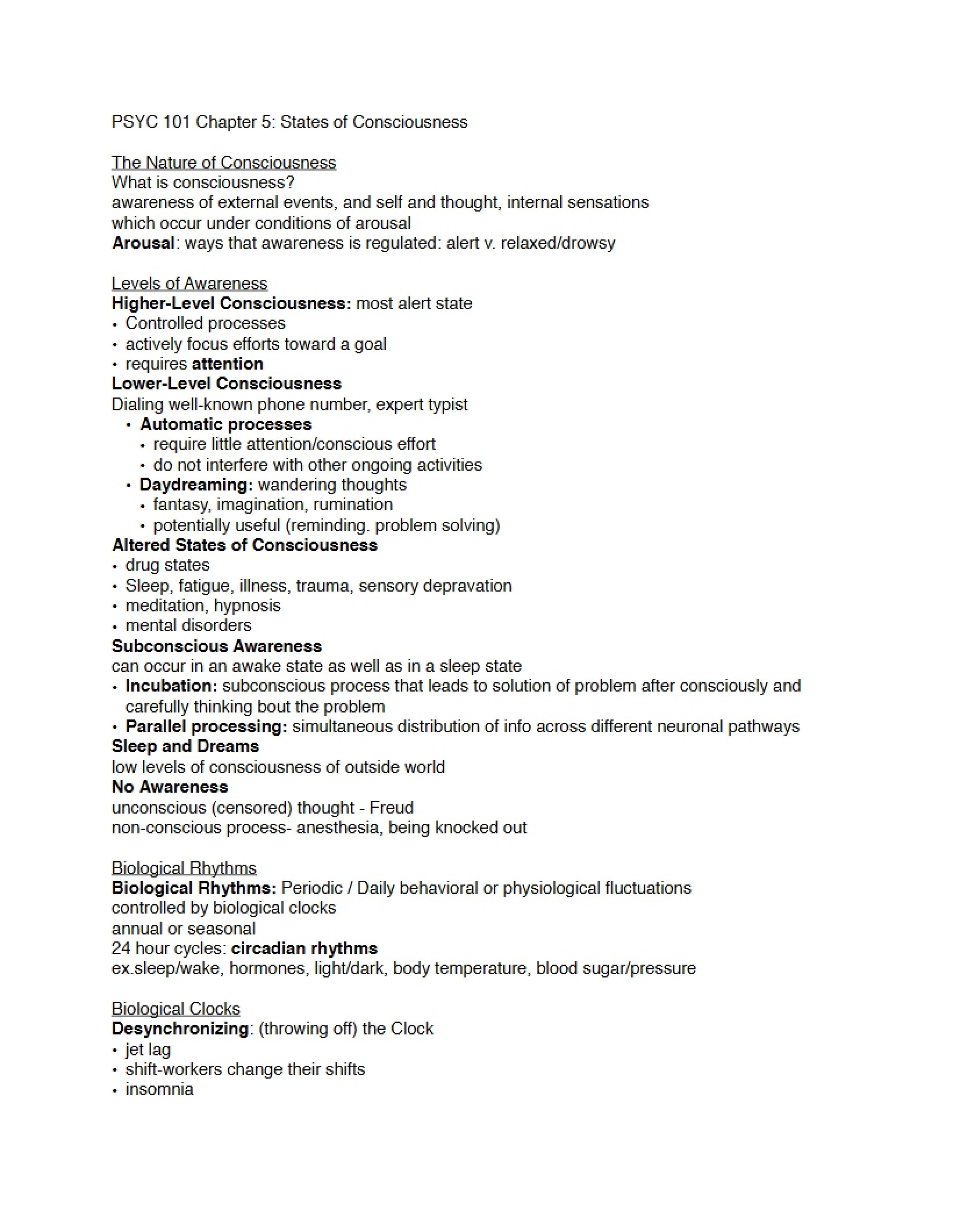 Consciousness States - Chapter Five