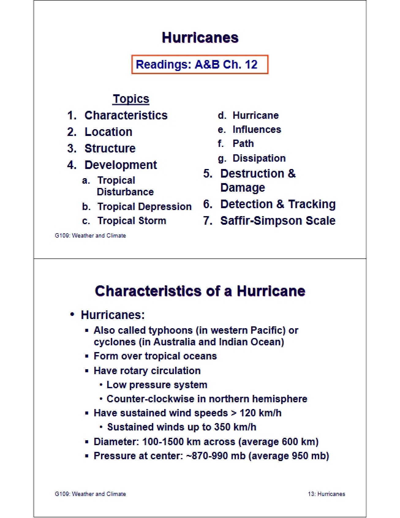 Hurricanes Section 13