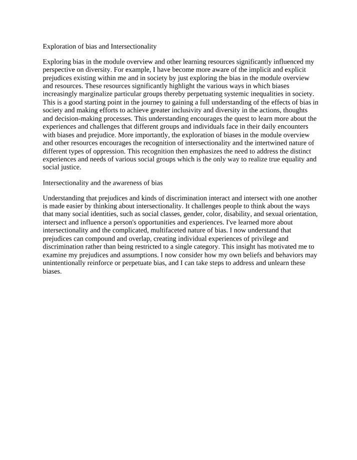Exploration of Intersectionality and Bias