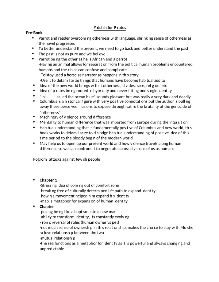 Study Guide for Yiddish for Pirates